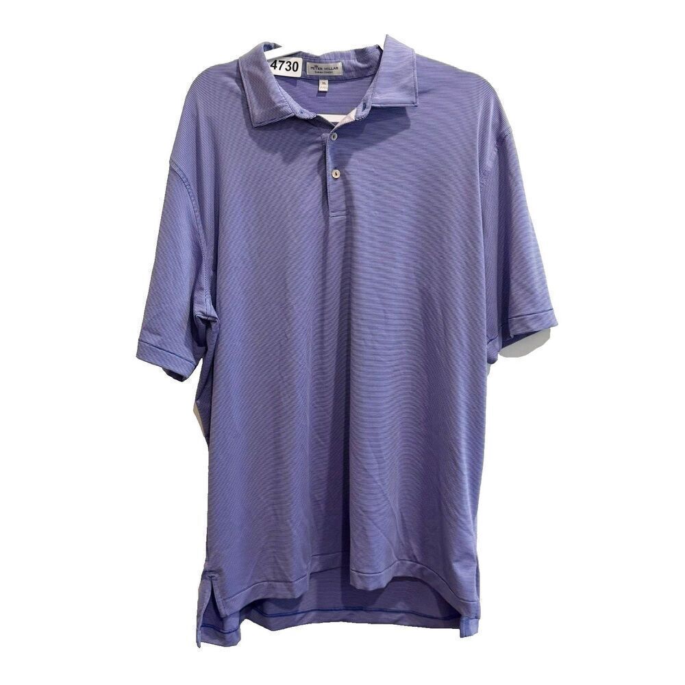 Peter Millar Mens Purple Golf Polo Shirt XL Striped Summer Comfort Short Sleeve